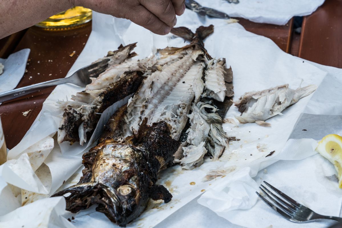 Steckerlfisch im Biergarten