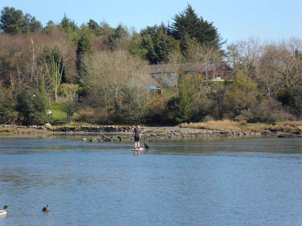 Woman travelling home after a day on the mainland.